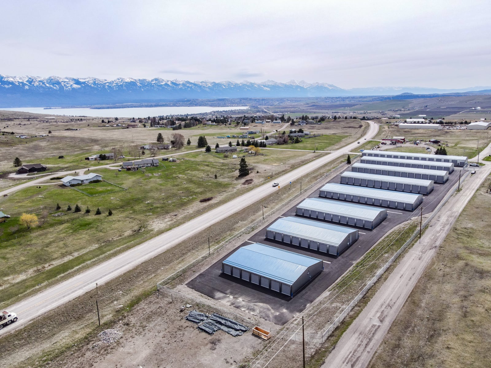 Aerial view 1 of Lakewood Storage storage facility in Polson, Montana - storage units Polson MT